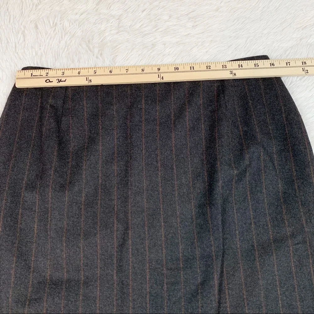 Akris women size 12‎ striped pencil skirt knee length workwear brown